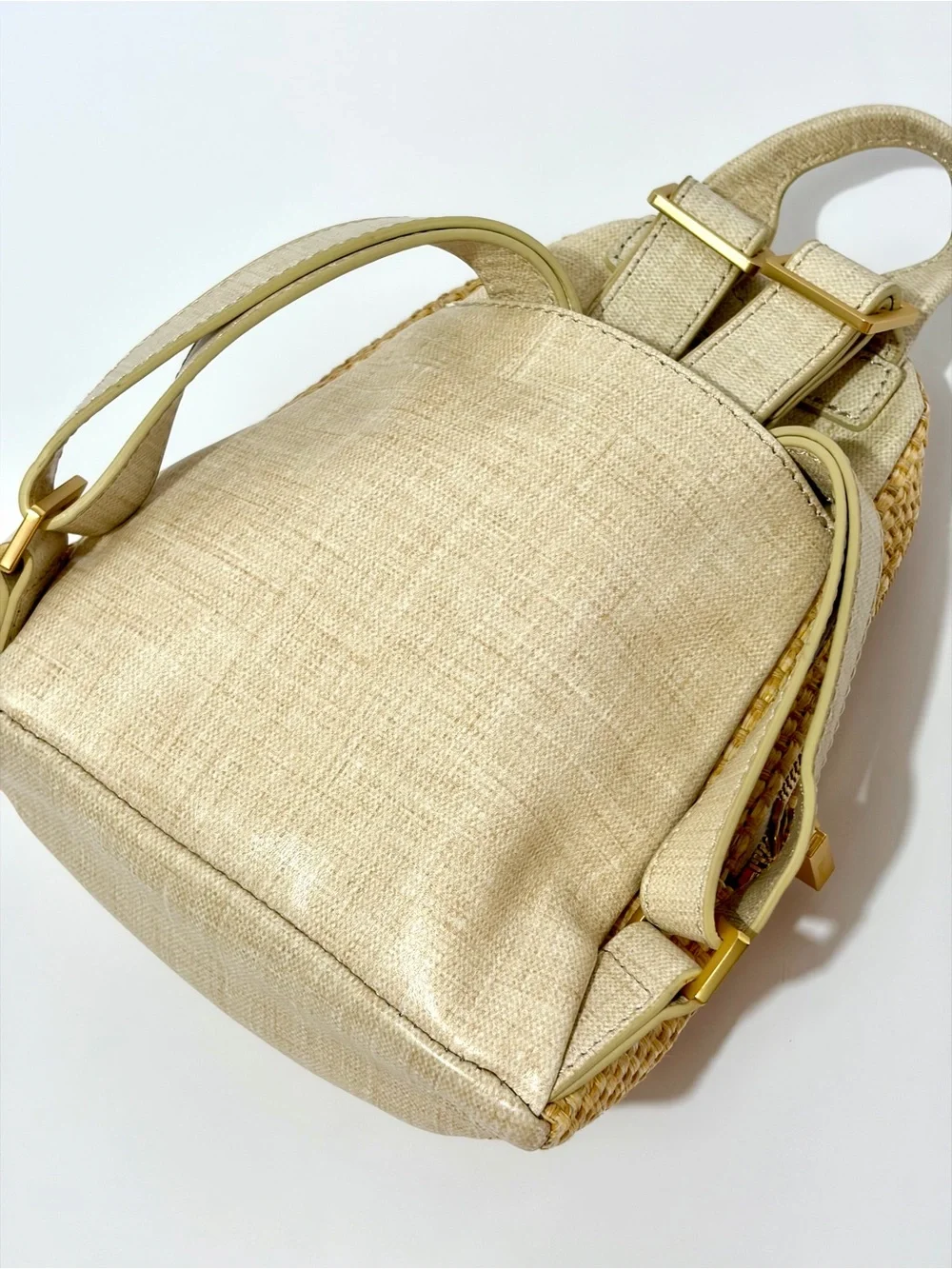 Hammitt Hunter 2 Small Backpack In Ricotta Raffia With Brushes Gold Hardware
